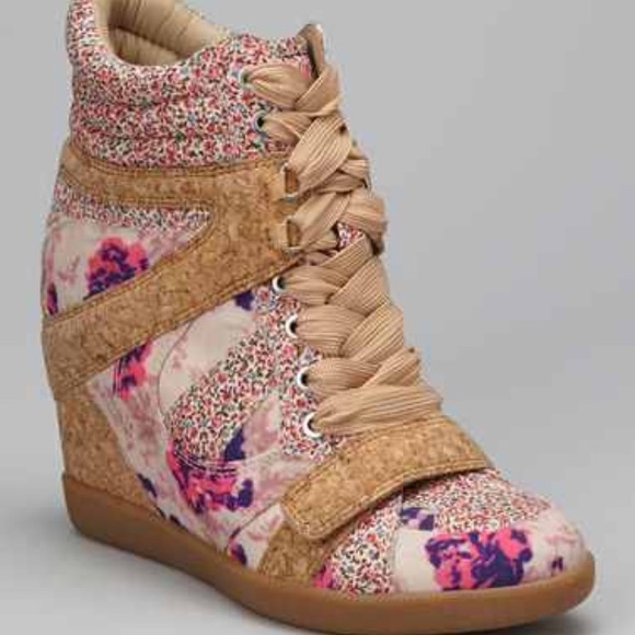 RACHEL Rachel Roy floral and cork wedge sneakers