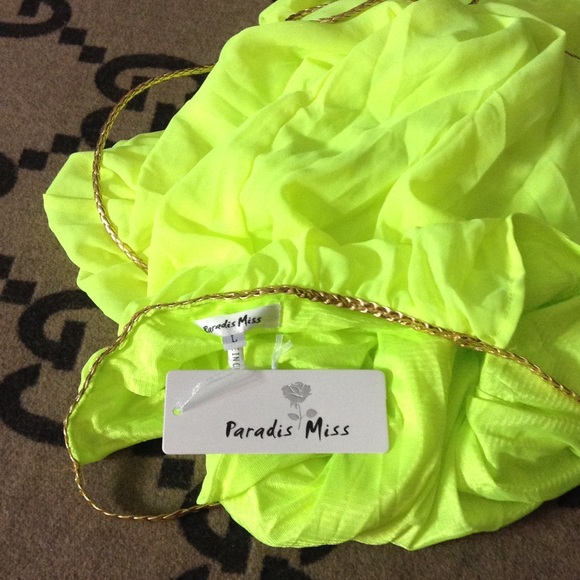 Neon yellow long dress - Picture 3 of 4