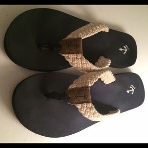J. Crew navy flip flops