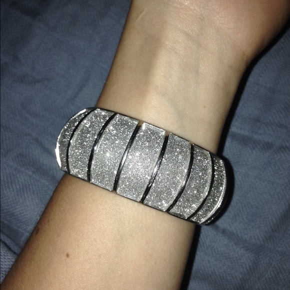 Stainless Steel Bangle Bracelet - Silver Sparkle - Picture 3 of 3
