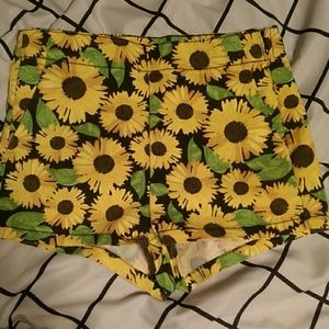 High wasted sunflower shorts