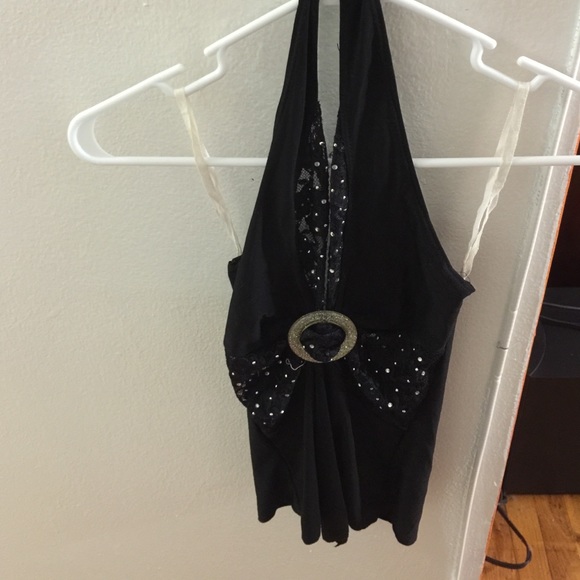 A dressy black halter top