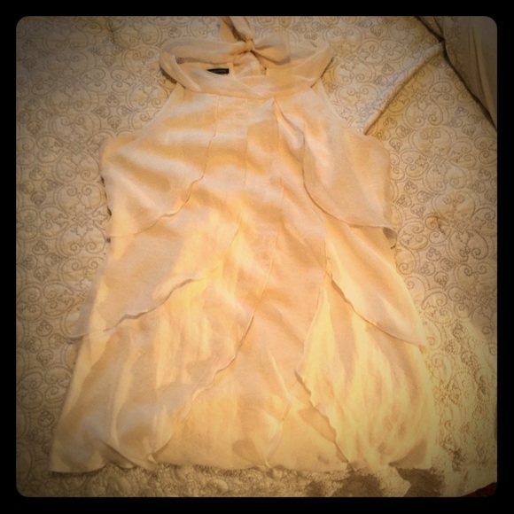 Cream high-cut chiffon top - Picture 1 of 1