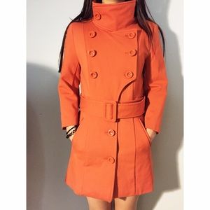 Orange cotton trench coat