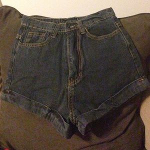 Dark Wash High Waisted Shorts ((AA DUPE))