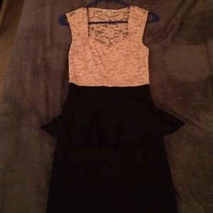 half nude lace, half black dress