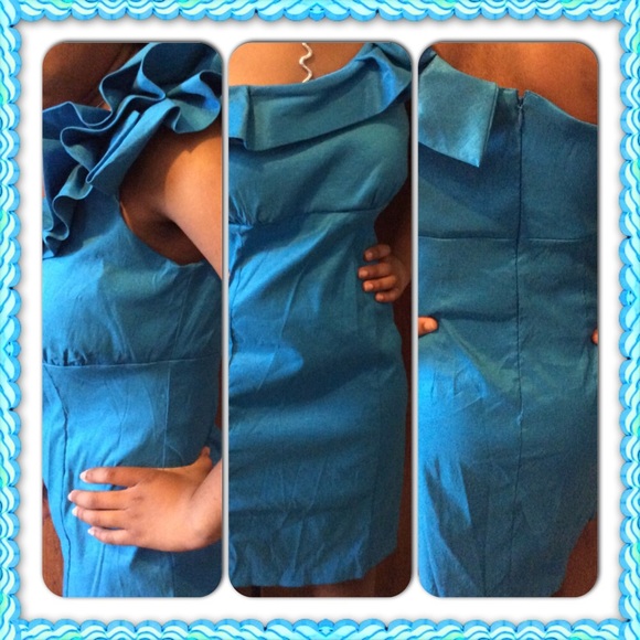 Gorgeous aquamarine one shoulder