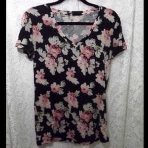 Urban Outfitters Black & Pink Floral V Neck