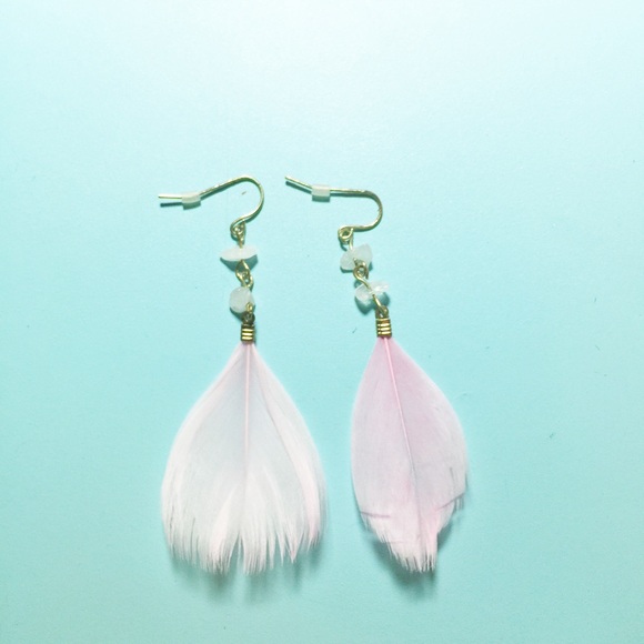 Pink leather earrings