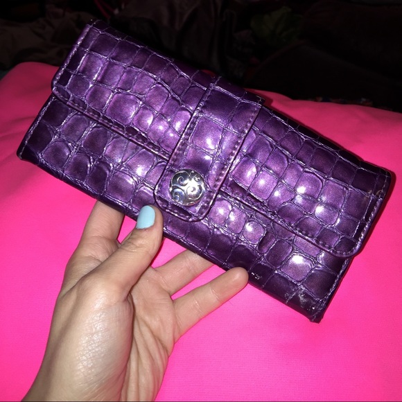 Brighton pattened purple leather wallet