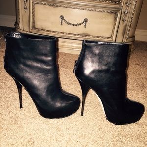 Black leather booties