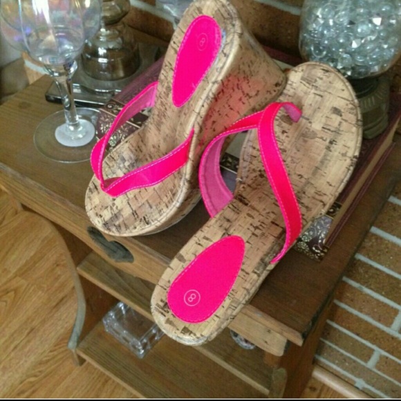 Hot Pink Wedge sandals.