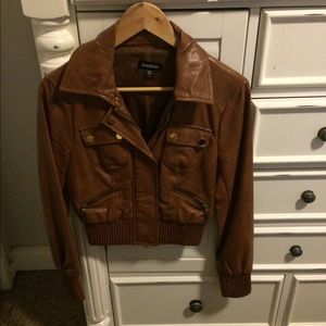 Camel Color Leather Jacket by Bebe