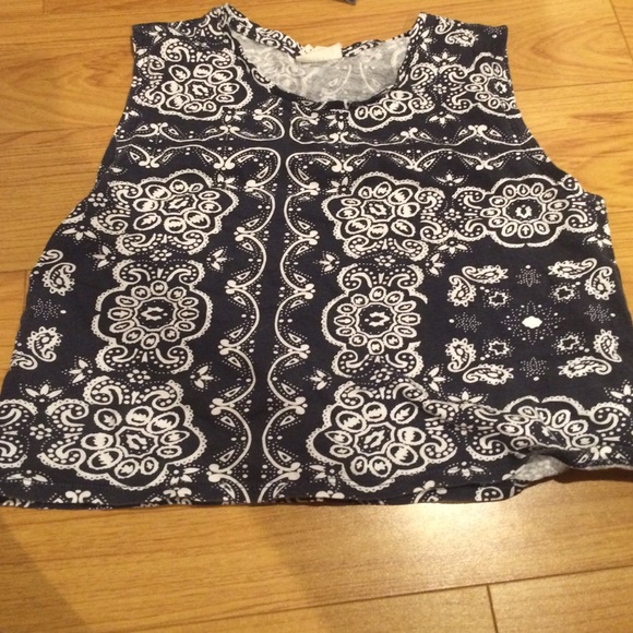 Dark Blue and white muscle tank crop top