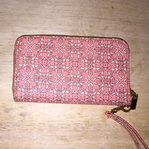 Floral pink wristlet