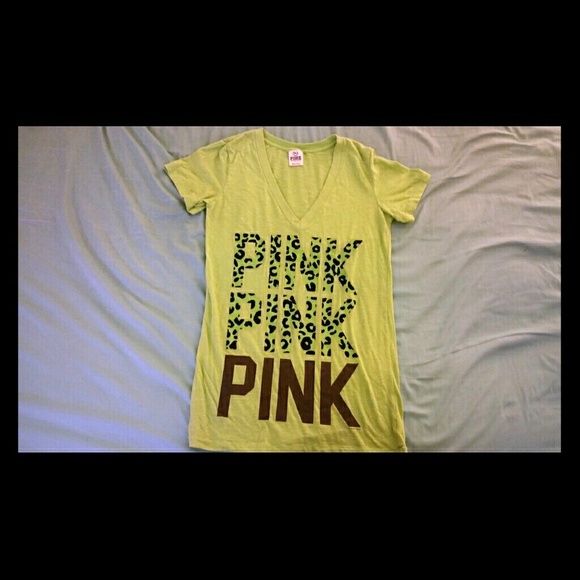 Lime green PINK v-neck - Picture 1 of 1