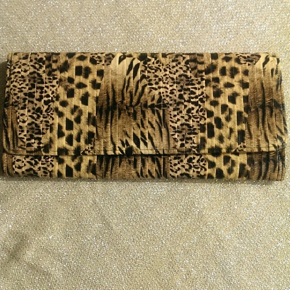 Leopard print envelope clutch