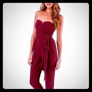 Burgundy sweetheart jumpsuit