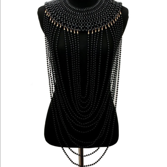 Black beaded pearl cape -brand new