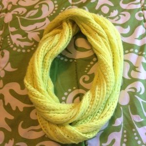 Yellow infinity knit scarf