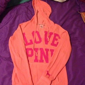 PINK extra long small orange hoodie