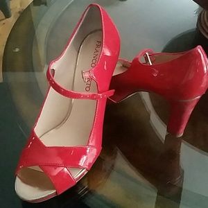 Coral heels gold trim