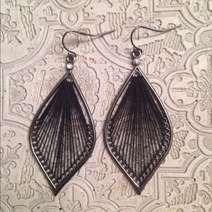 Black Thread Earrings Pierced