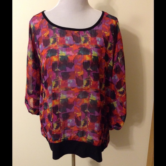 Very colorful sheer blouse - Picture 1 of 3