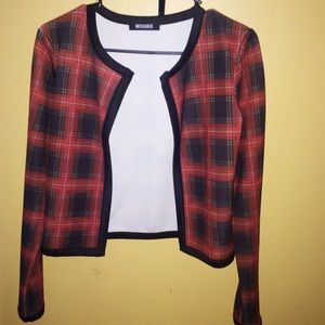 MISSGUIDED RED PLAID SWEATER