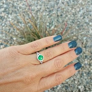 **Sold** Simulated Emerald ring in sterling silver