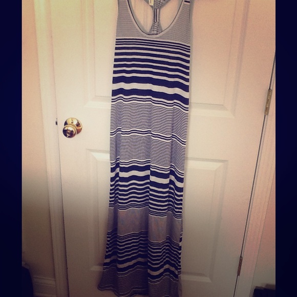 Blue & White Striped Maxi