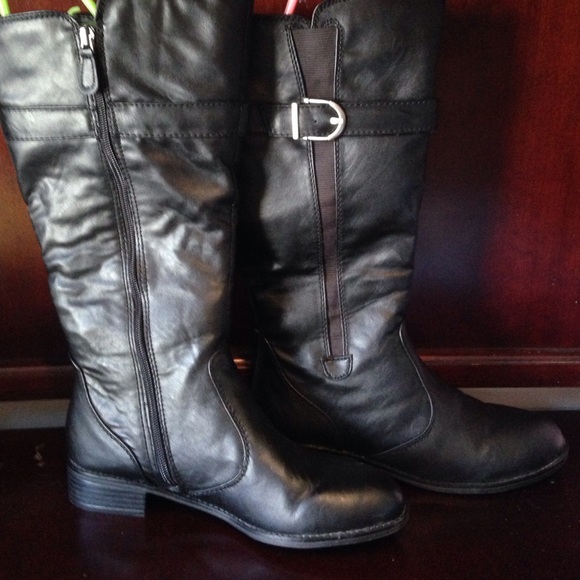 Black, Knee High Boots