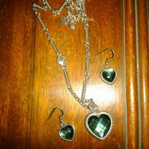 Brighton Newport Silver Heart Necklace & Earrings