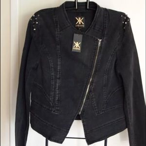 Kardashian Kollection Denim Moto Jacket