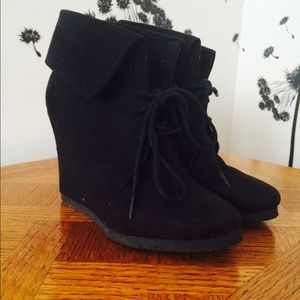 Black suede wedge