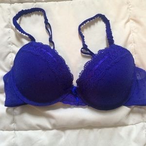 Blue pushup bra