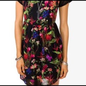 Forever 21 floral mesh paneled dress
