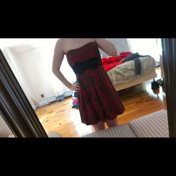 Red and Black Strapless with Bow