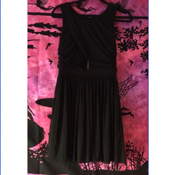 Black Layered Dress with Slit in Front