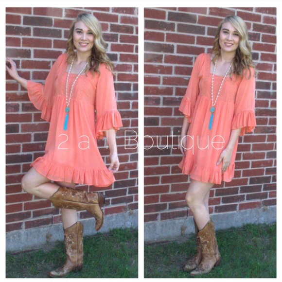 🎉SALE 🎉 Chiffon Peasant ruffle Dress - Picture 2 of 2