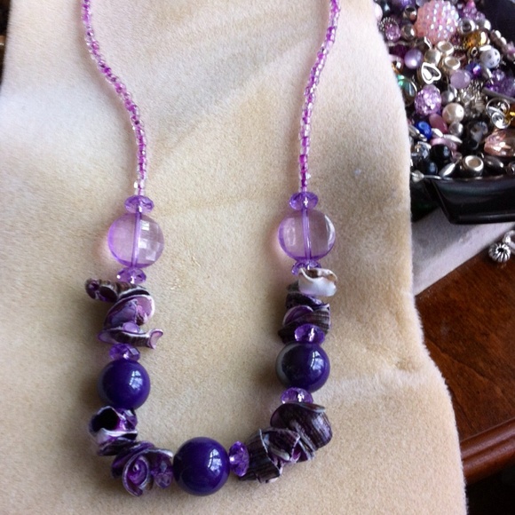 Dyed seashells necklace/fab colors/purple&lavendar
