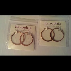 Lia sophia rose gold hoop earrings