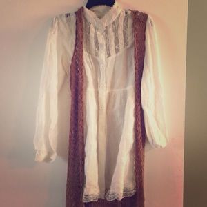 Vintage Victorian boho festival gauzy lace tunic