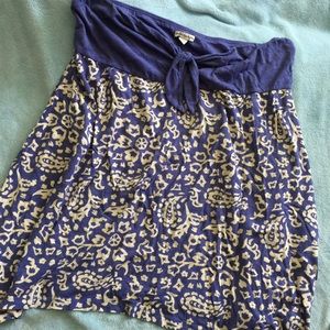 AE strapless blue and white print shirt!