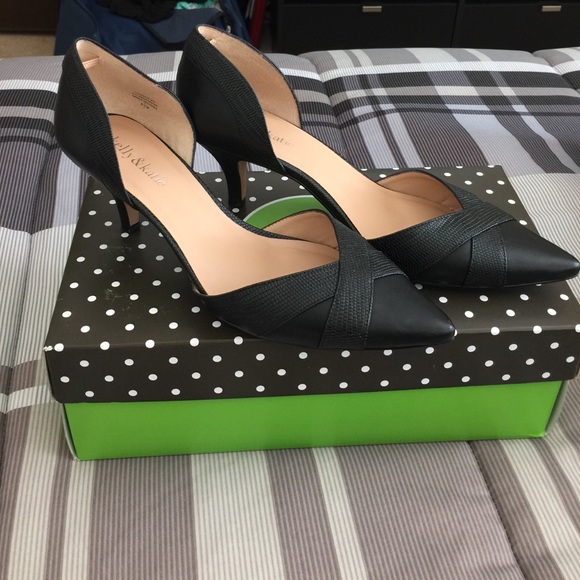 Black leather low heels