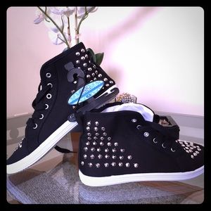 Brand new shoes silver studs hi-cut chuck -so chic