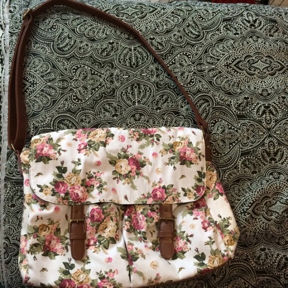 Floral Canvas Messenger Bag