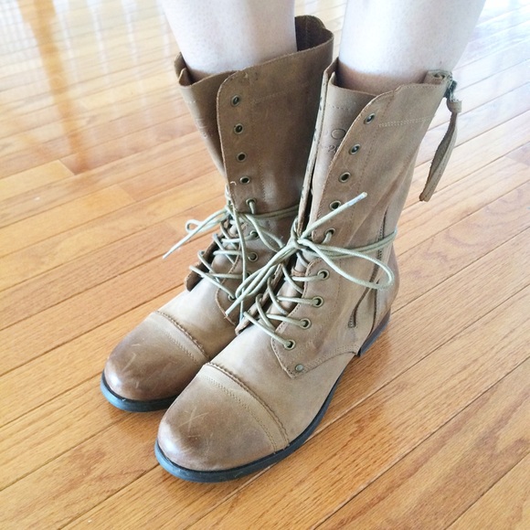 Aldo Brown Leather Combat Boots