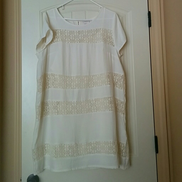Hold / Nwot Crepe Shift Dress with Lace - Picture 3 of 4