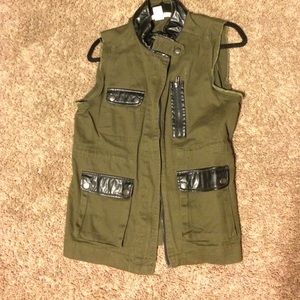 Army green best with leather!